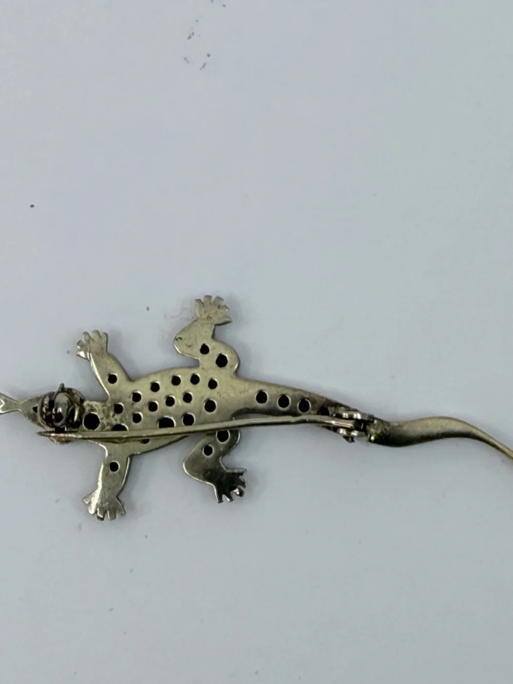Victorian Bohemian Garnet Lizard Brooch/Pin in Vermeil Sterling Silver